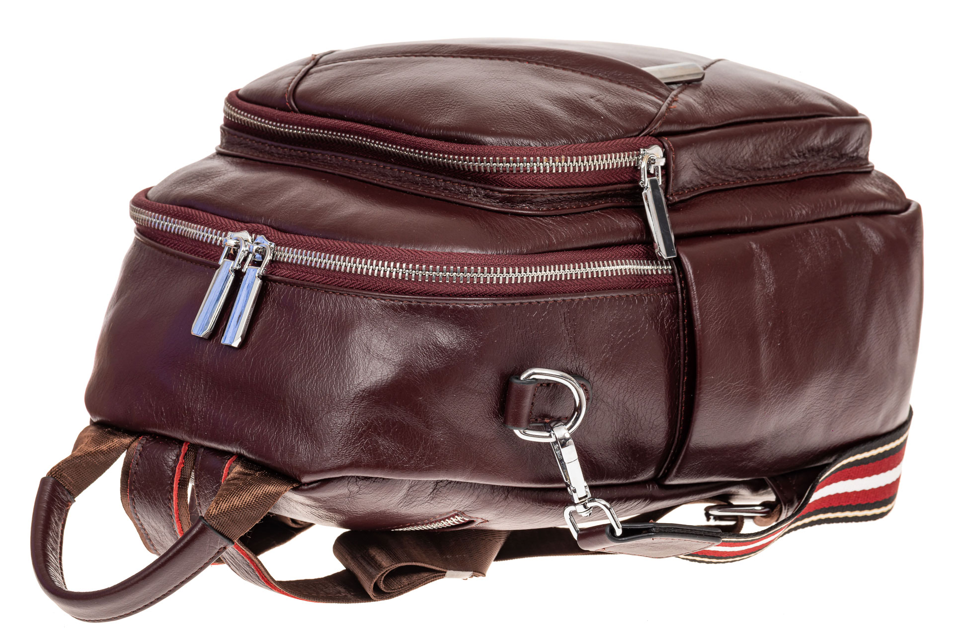 На фото 3 - Стильный женский рюкзак из натуральной кожи, цвет кофе