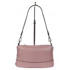 На фото 2 - Кожаная сумка багет, цвет розовый