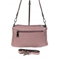 На фото 3 - Кожаная сумка багет, цвет розовый