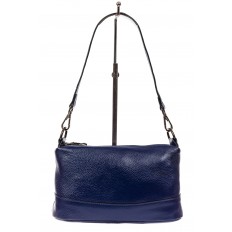 На фото 2 - Кожаная сумка багет, цвет синий