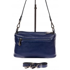 На фото 3 - Кожаная сумка багет, цвет синий