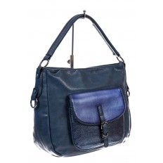 На фото 3 - Женская сумка хобо из гладкой экокожи, цвет синий