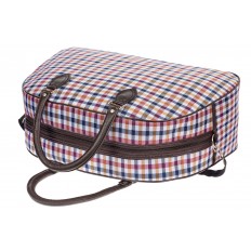 На фото 4 - Дорожная сумка из ткани и кожзама, цвет пестрый
