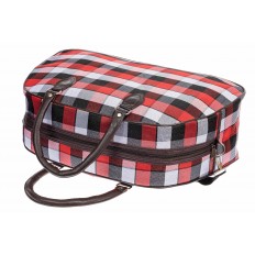 На фото 4 - Дорожная сумка из ткани и кожзама, цвет красный