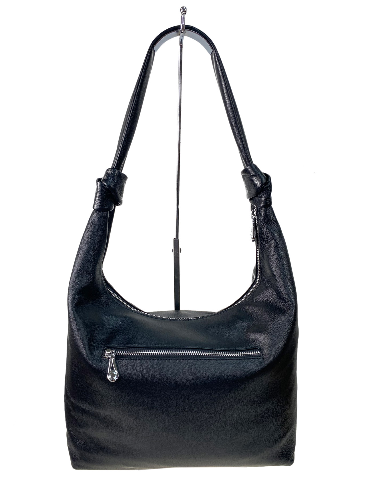 На фото 2 - Женская сумка  из натуральной кожи, цвет черный
