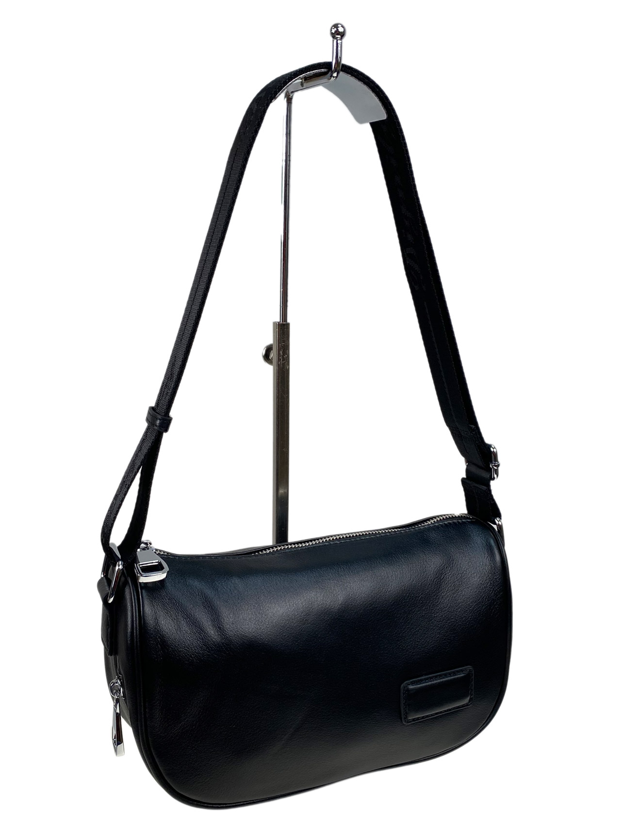 На фото 1 - Женская сумка кросс боди из натуральной кожи, цвет черный 
