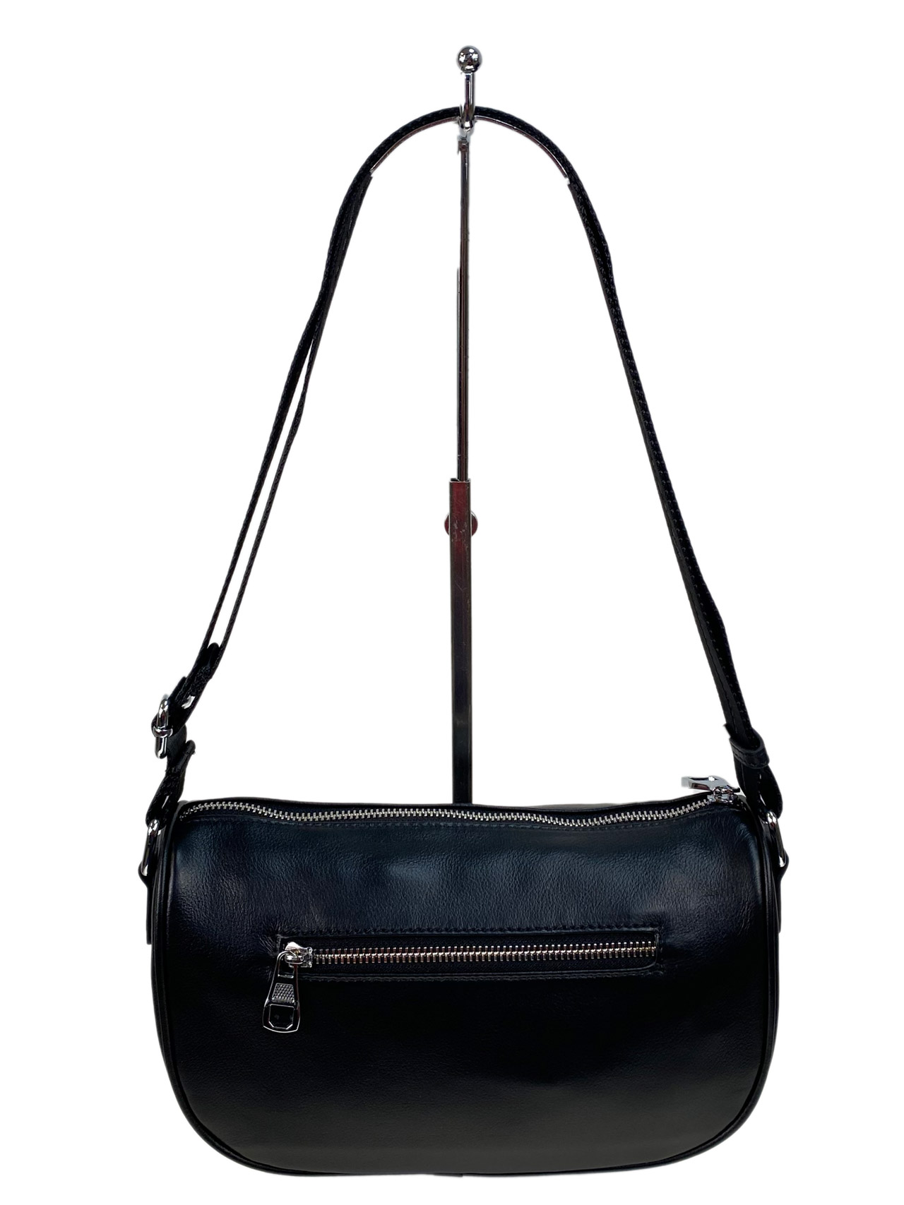 На фото 2 - Женская сумка кросс боди из натуральной кожи, цвет черный 