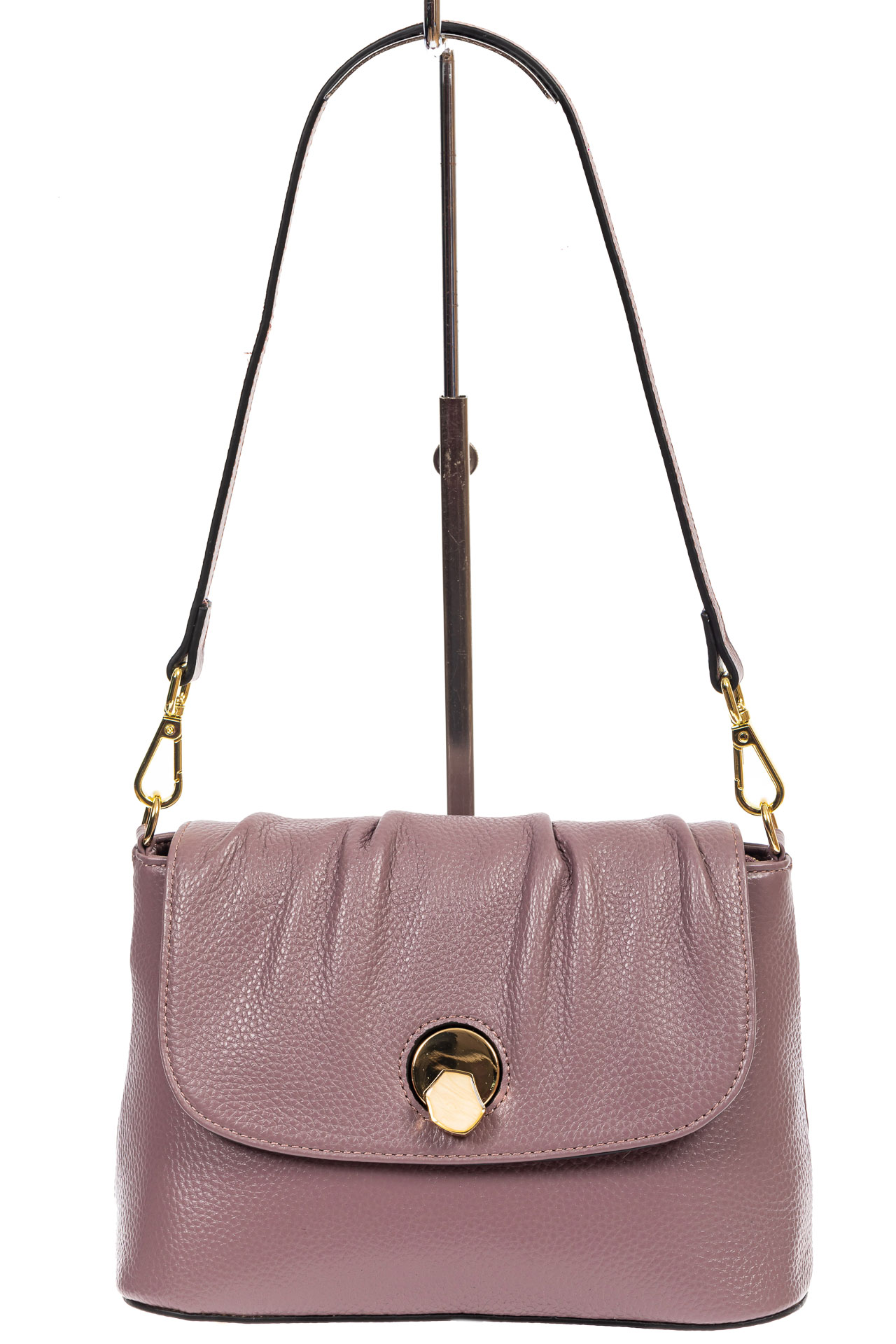 На фото 2 - Маленькая женская сумка с замком-вертушкой, цвет сиреневый