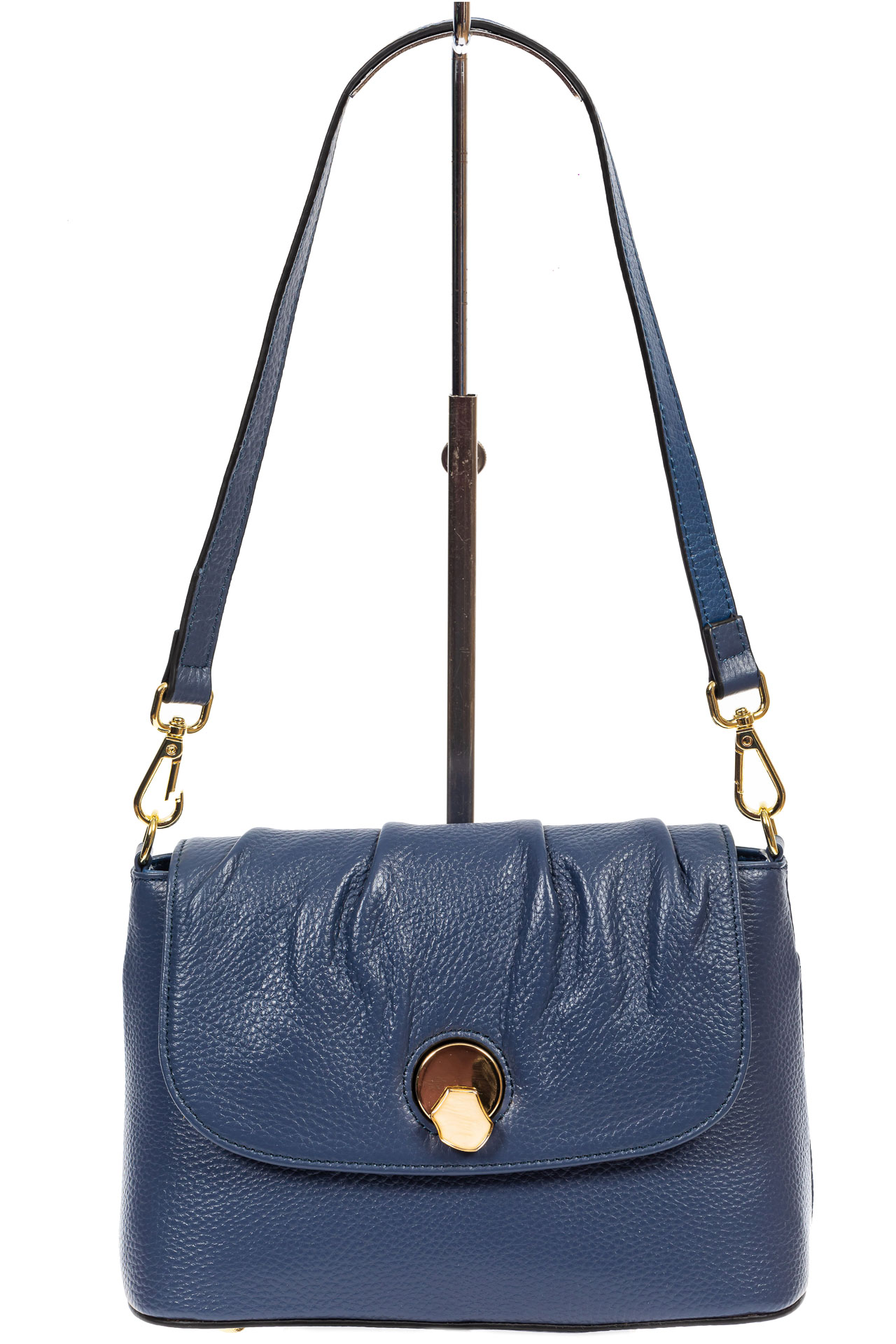 На фото 2 - Маленькая женская сумка с замком-вертушкой, цвет синий