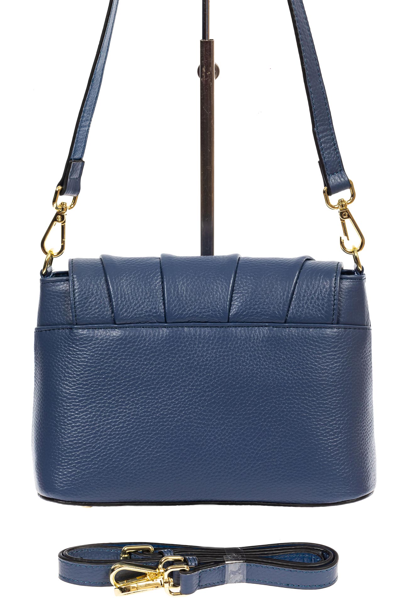 На фото 3 - Маленькая женская сумка с замком-вертушкой, цвет синий