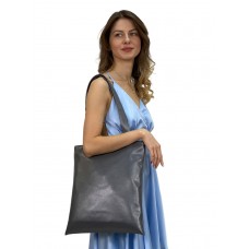 На фото 1 - Женская сумка шоппер из искусственной кожи, цвет графит 