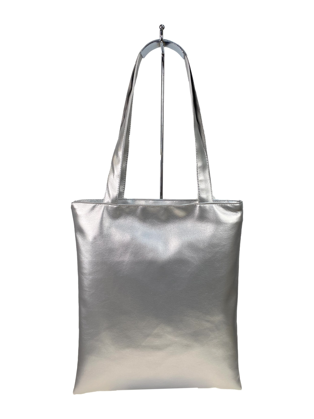 На фото 3 - Женская сумка шоппер из искусственной кожи, цвет серебро