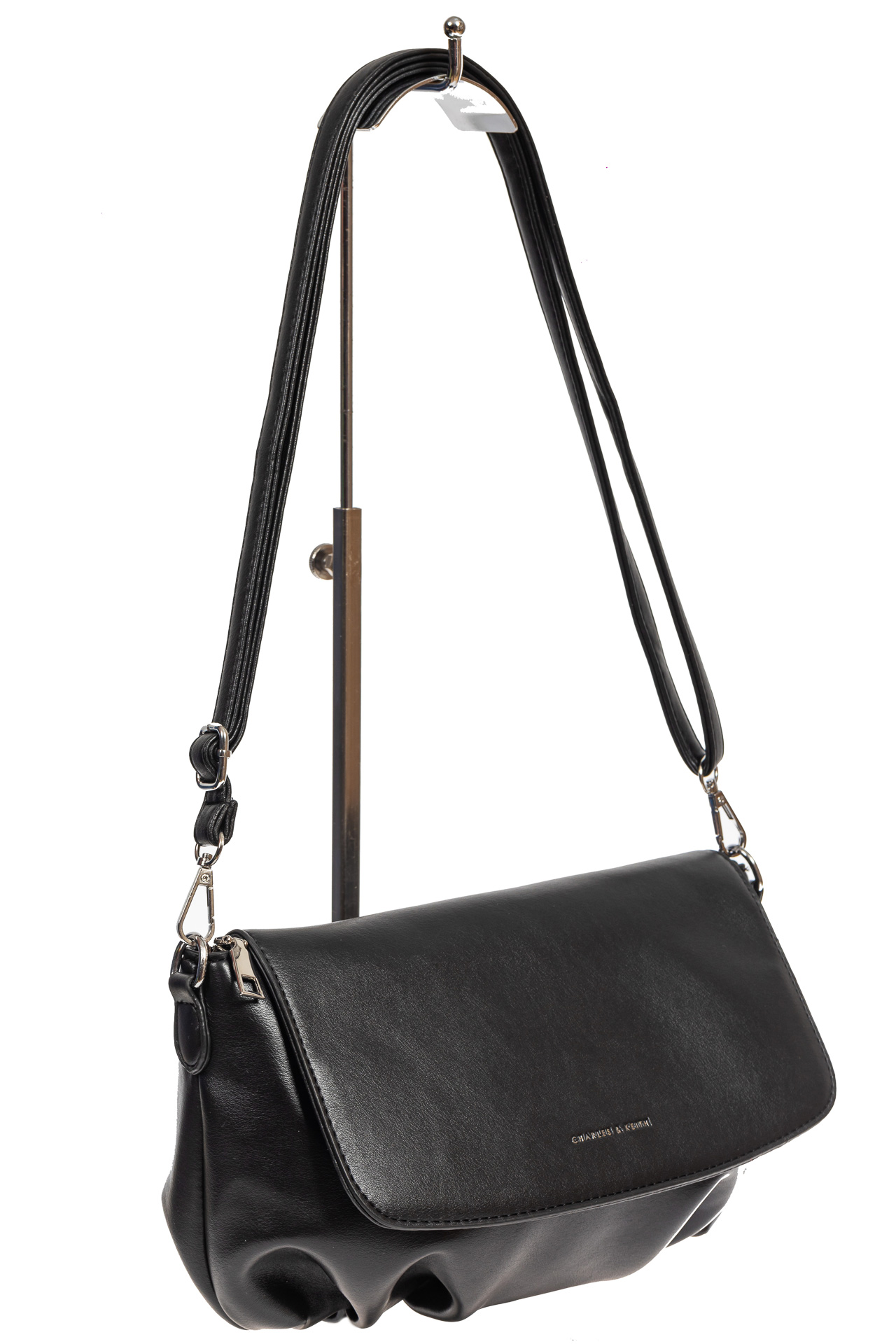 На фото 1 - Женская сумка-седло из искусственной кожи, цвет чёрный