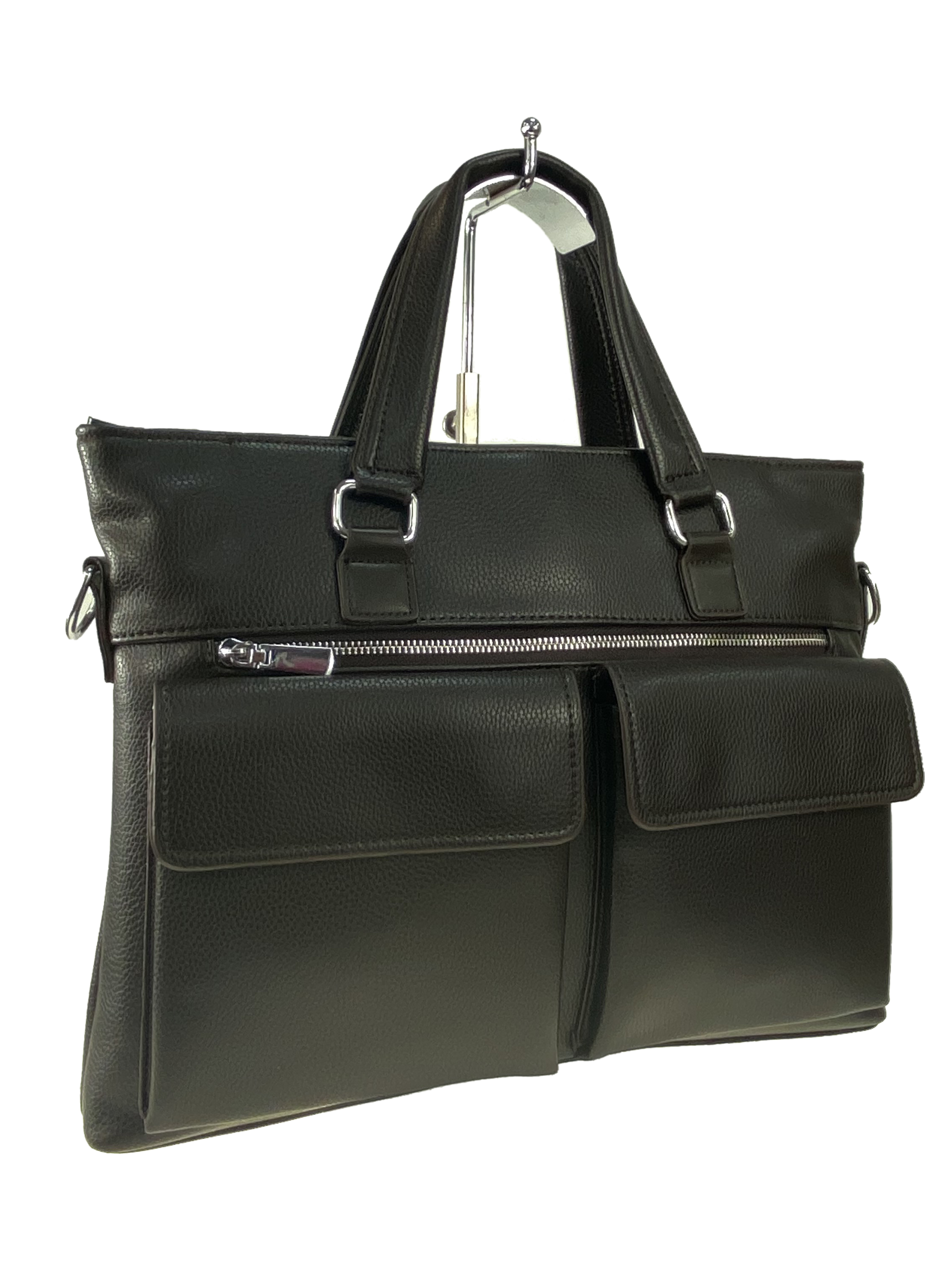 На фото 1 - Мужская сумка-портфель из искусственной кожи, цвет коричневый