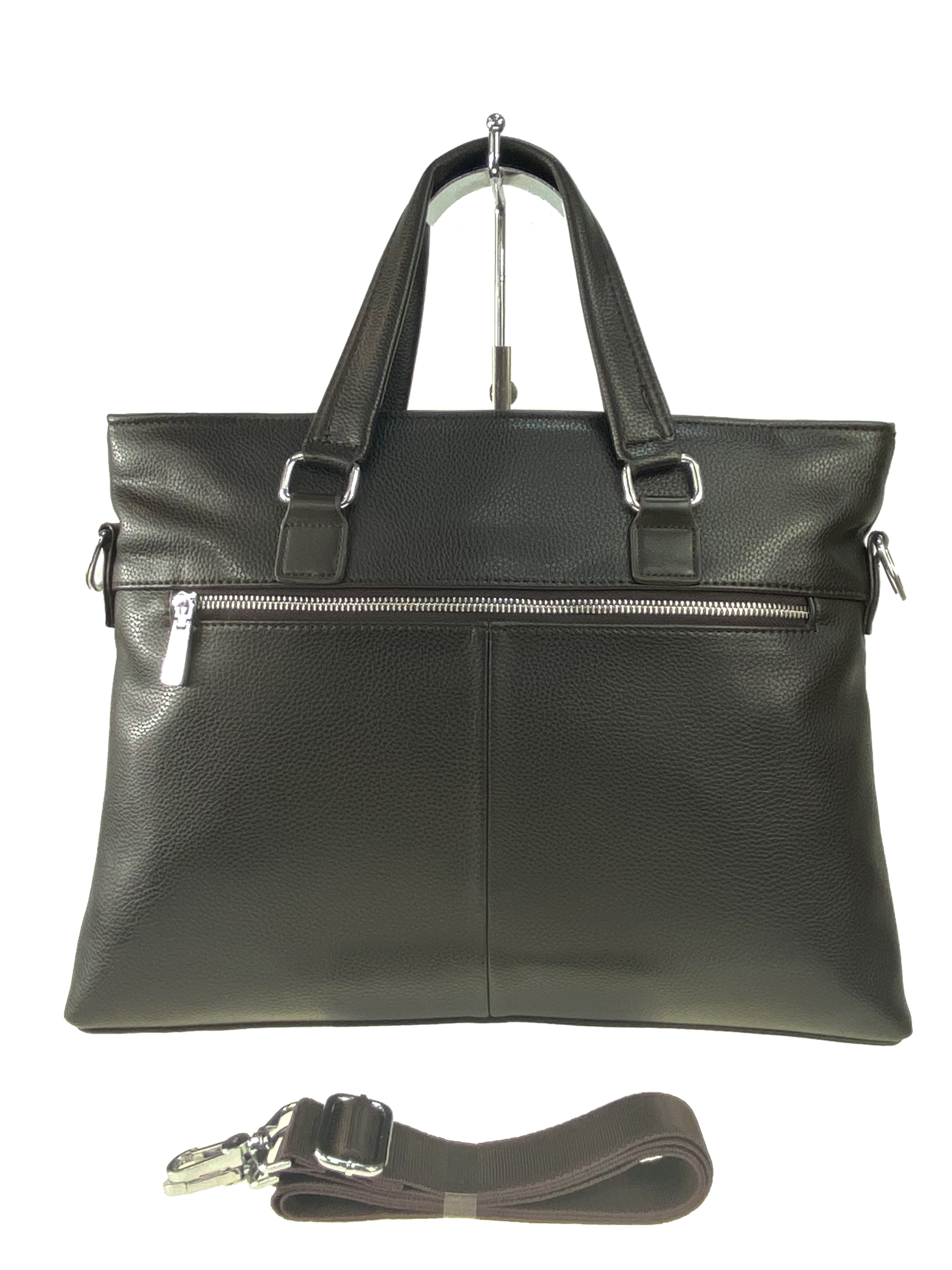 На фото 3 - Мужская сумка-портфель из искусственной кожи, цвет коричневый