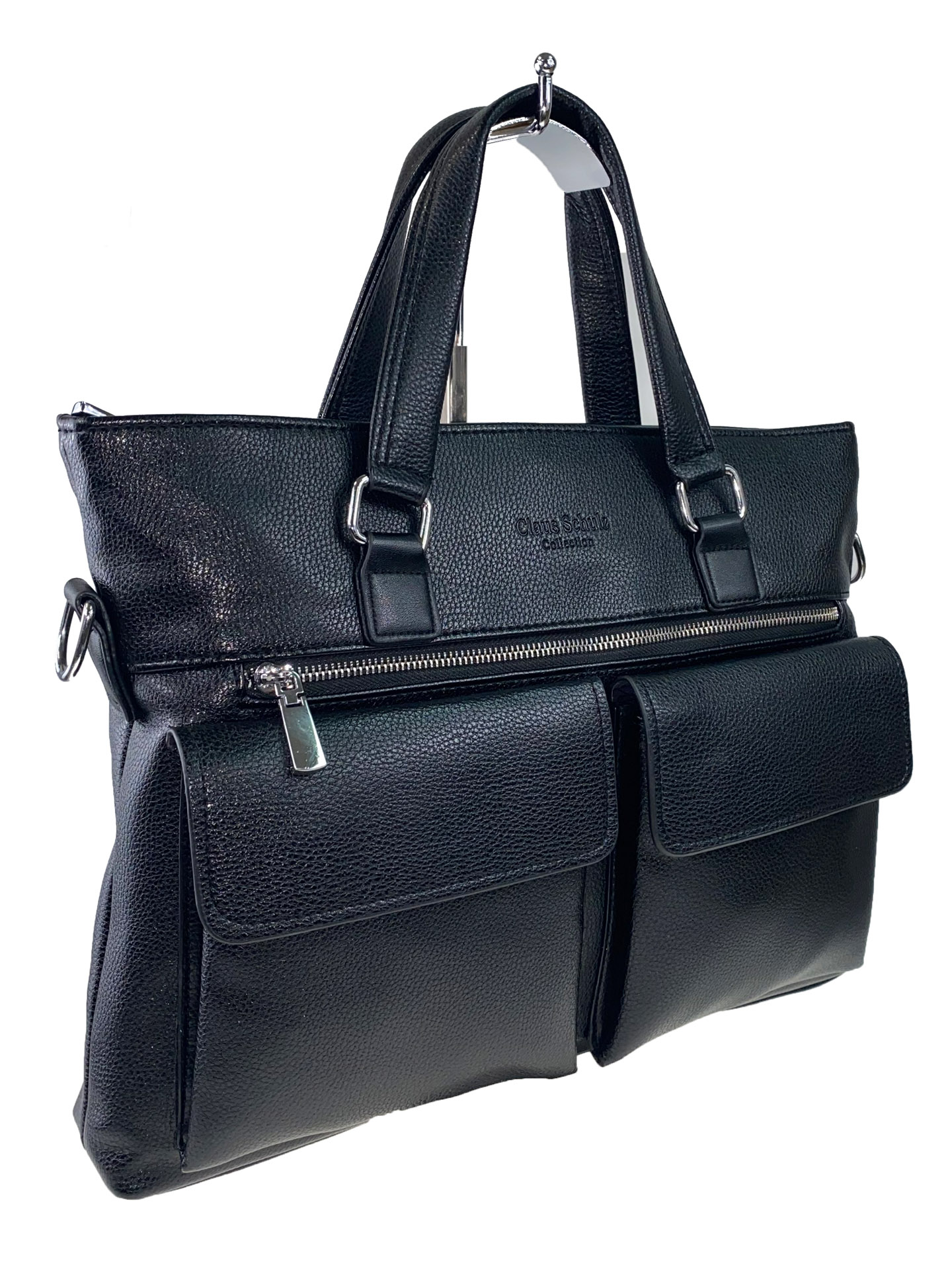 На фото 1 - Мужской портфель из экокожи, цвет чёрный