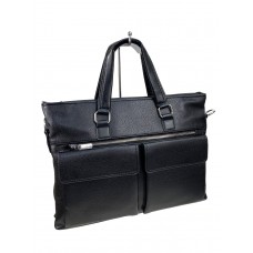 На фото 1 - Мужская сумка-портфель из искусственной кожи, цвет черный