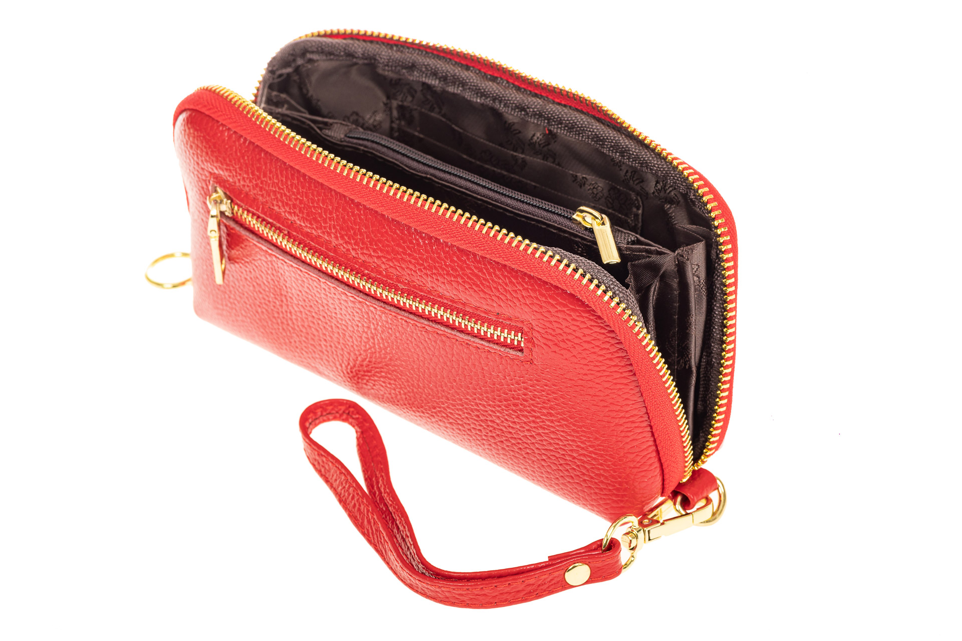 На фото 2 - Женская сумка-малышка из натуральной кожи, цвет красный