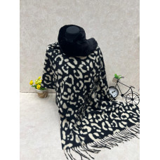 На фото 1 - Мягкий палантин из кашемира с норвковым воротником мультицвет