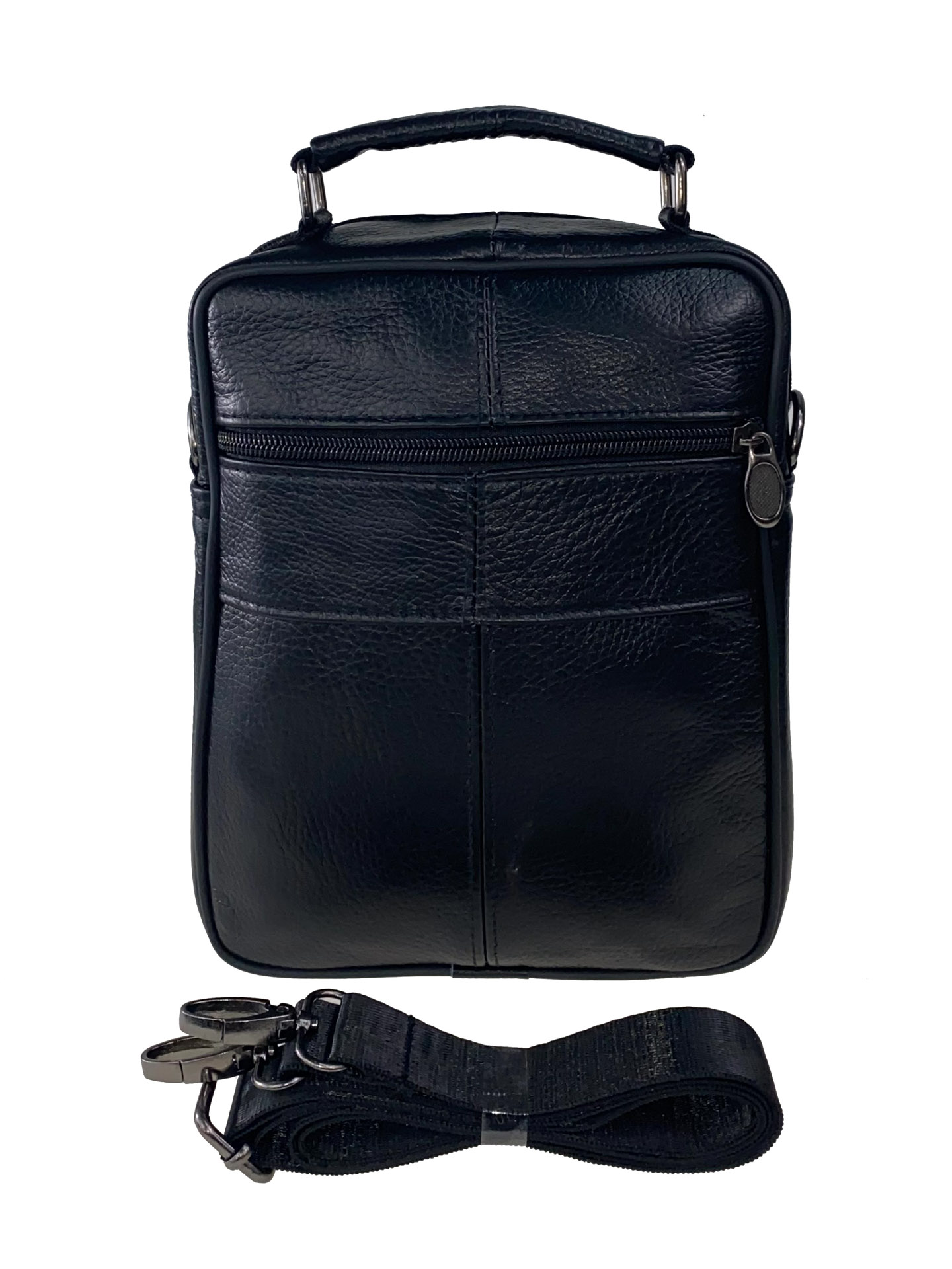 На фото 3 - Мужская чёрная сумка для документов из фактурной натуральной кожи