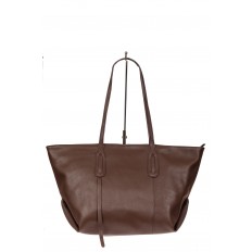 На фото 2 - Трапециевидная сумка из кожи, цвет коричневый