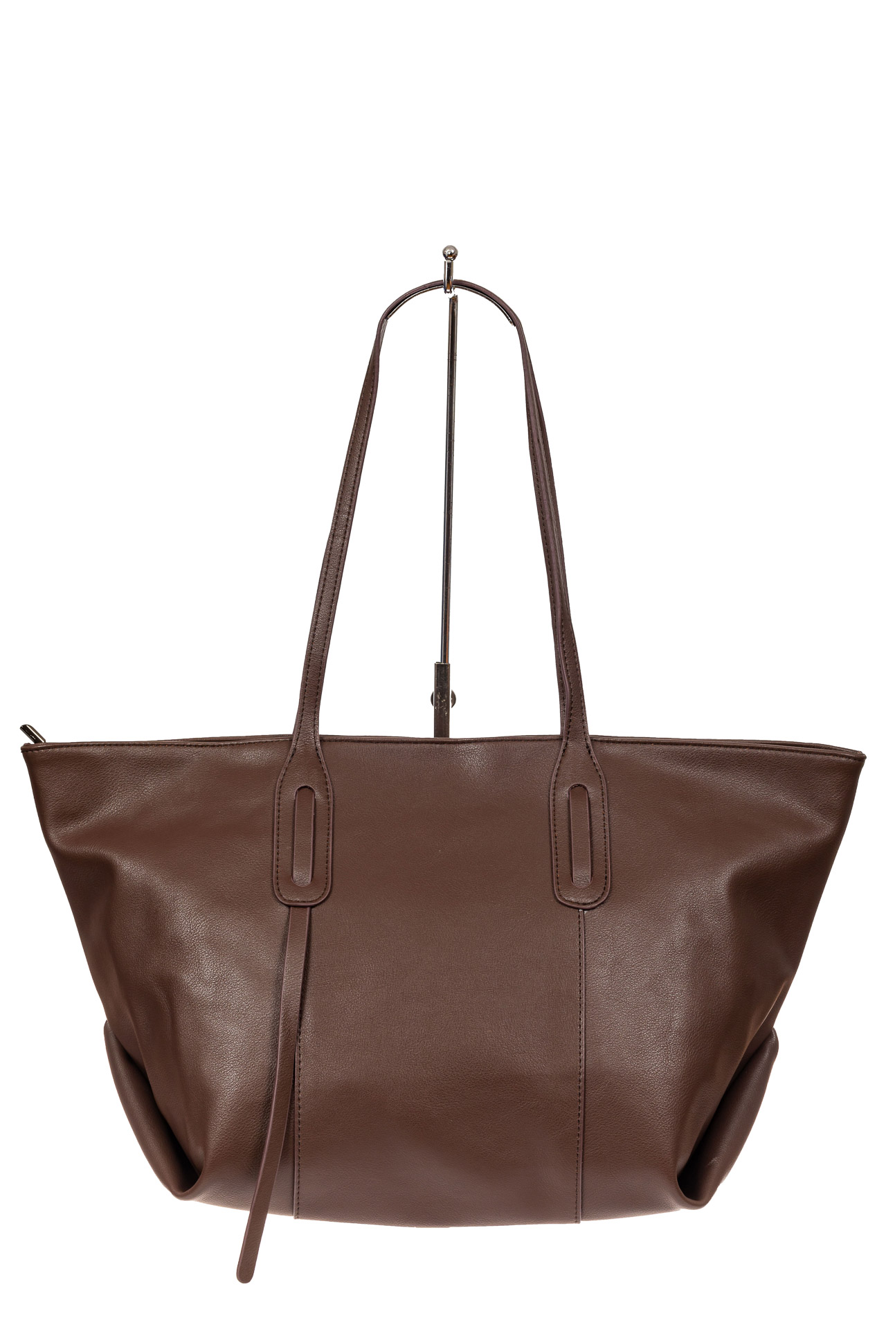 На фото 3 - Трапециевидная сумка из кожи, цвет коричневый