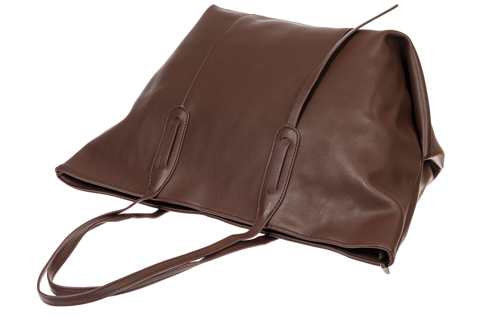 На фото 4 - Трапециевидная сумка из кожи, цвет коричневый