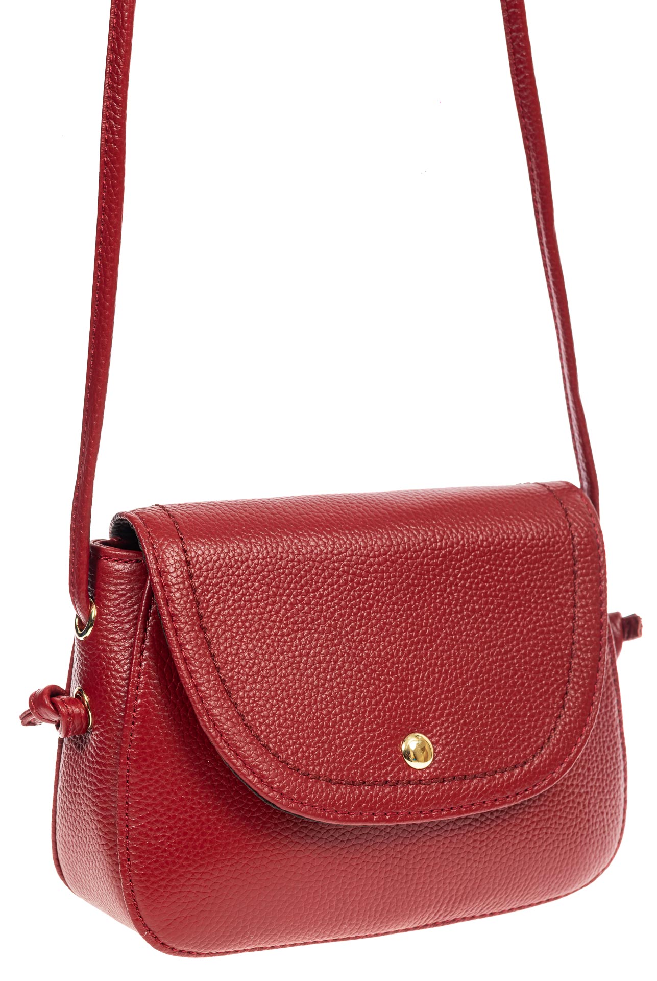 На фото 1 - Женская сумка-малышка из натуральной кожи, цвет бордо