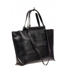 На фото 1 - Женская сумка из натуральной кожи, цвет чёрный