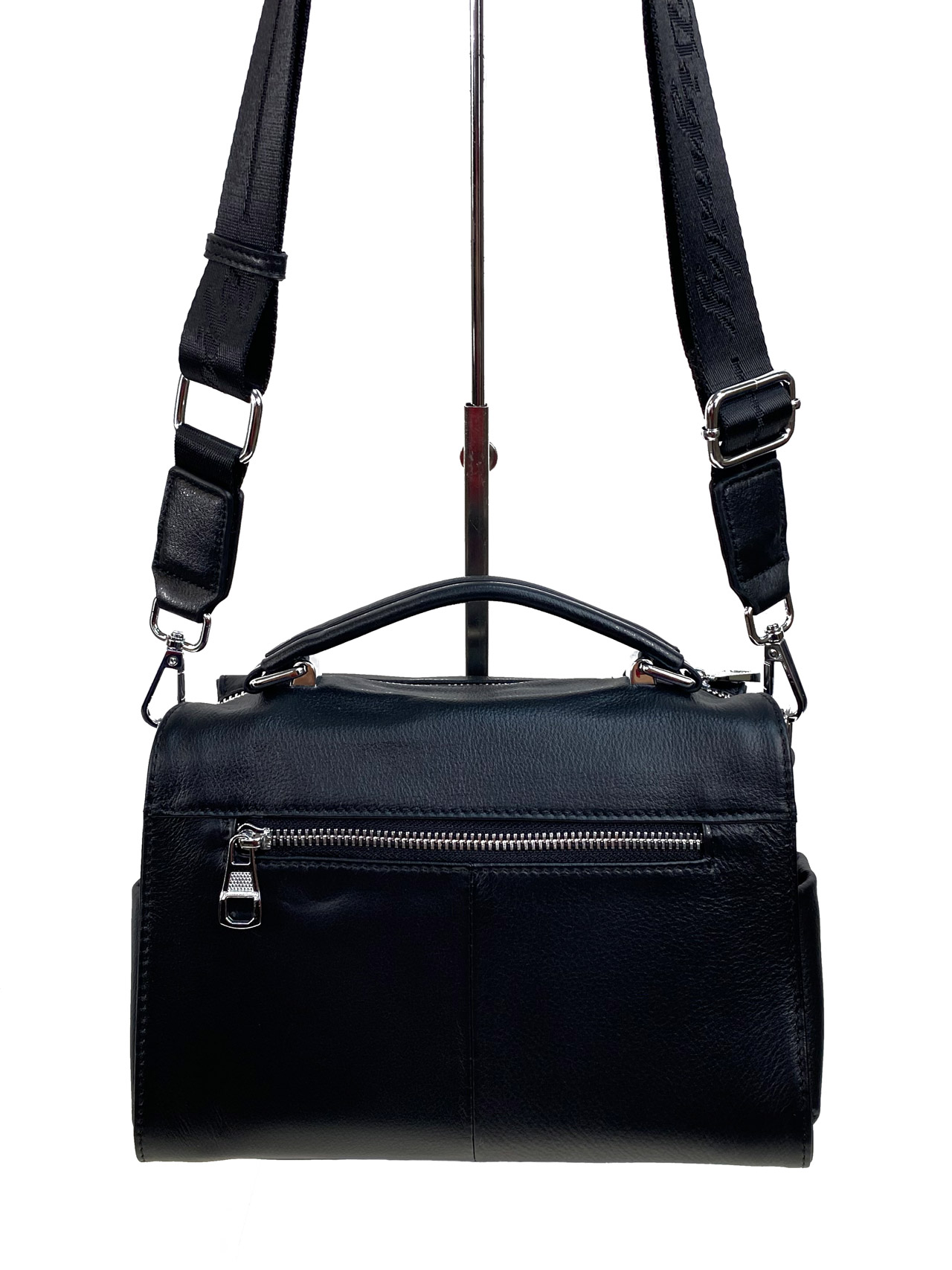 На фото 2 - Женская сумка кросс боди из натуральной кожи, цвет черный