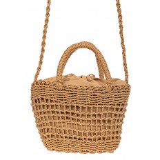 На фото 2 - Плетеная сумка-корзина из джута, цвет бежевый
