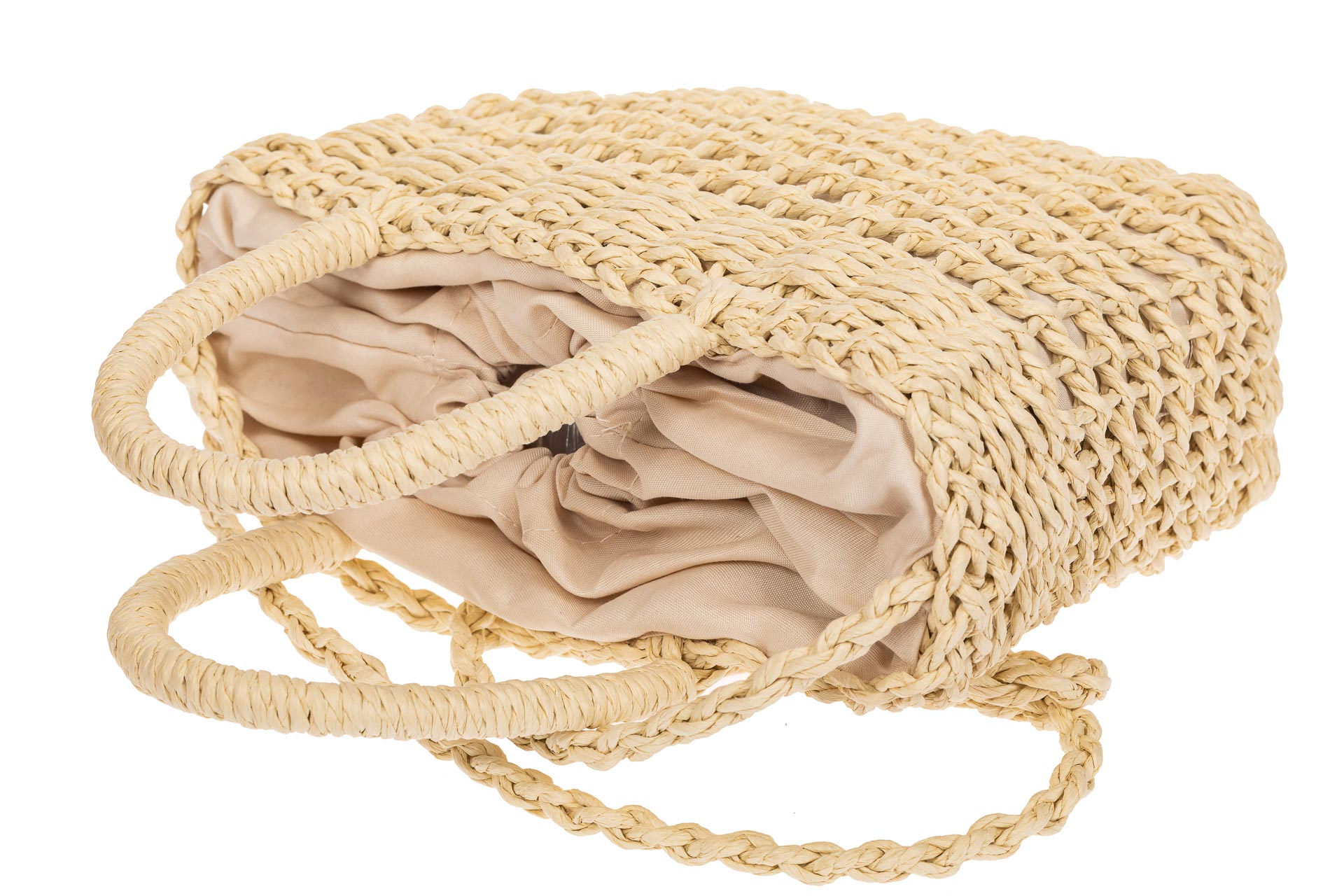 На фото 5 - Плетеная сумка-корзина из джута, цвет слоновой кости