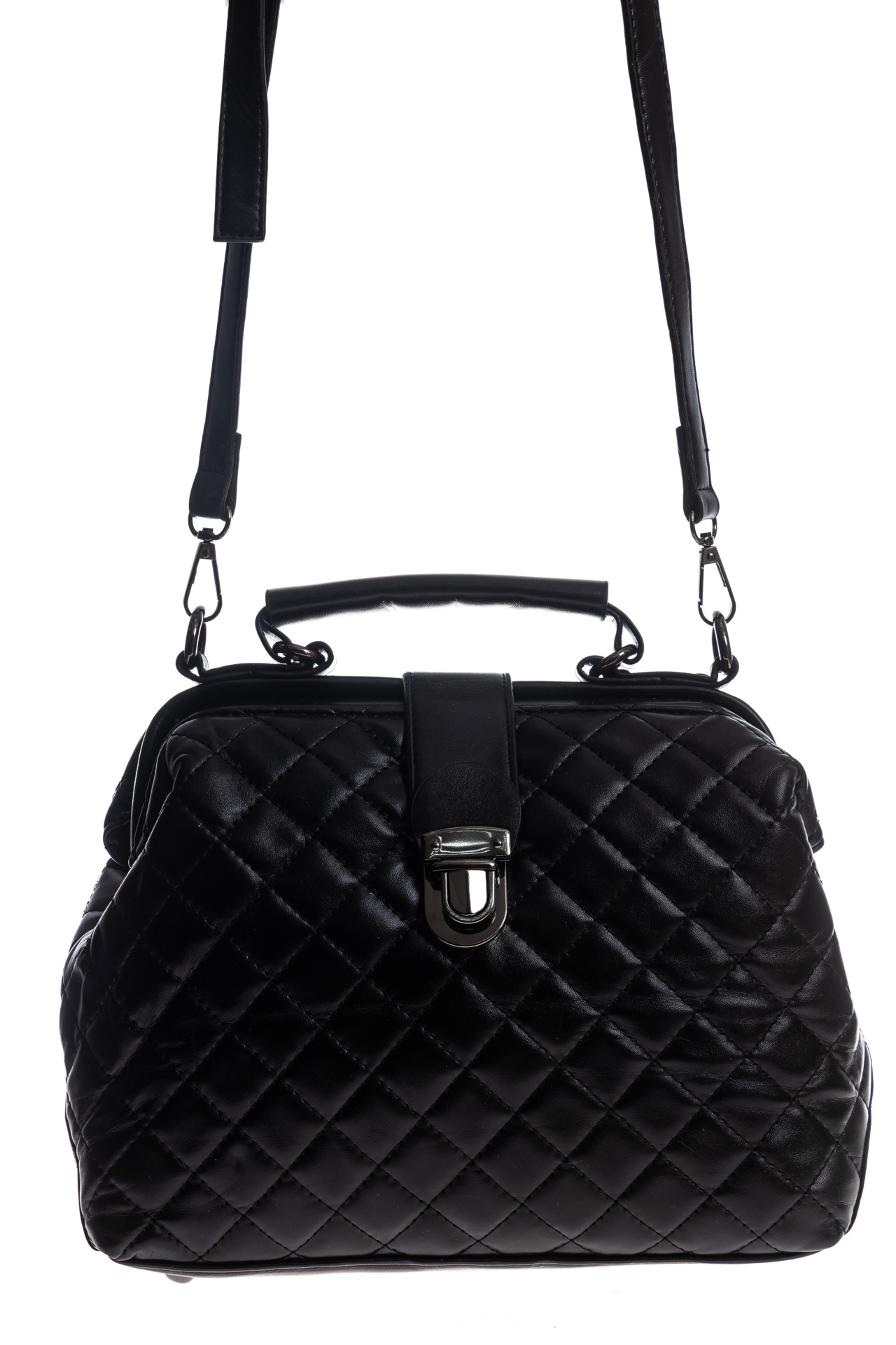 На фото 2 - Женская сумка кросс-боди из искусственной кожи, цвет черный