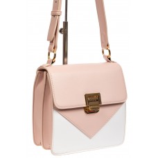 На фото 1 - Маленькая каркасная женская сумка из экокожи, цвет розовый