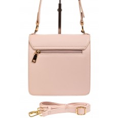 На фото 3 - Маленькая каркасная женская сумка из экокожи, цвет розовый