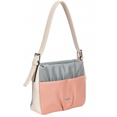 На фото 1 - Женская сумка из мягкой искусственной кожи, цвет белый с розовым и голубым