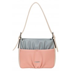 На фото 2 - Женская сумка из мягкой искусственной кожи, цвет белый с розовым и голубым