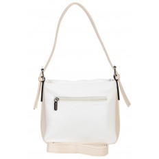 На фото 3 - Женская сумка из мягкой искусственной кожи, цвет белый с пудровым и молочным