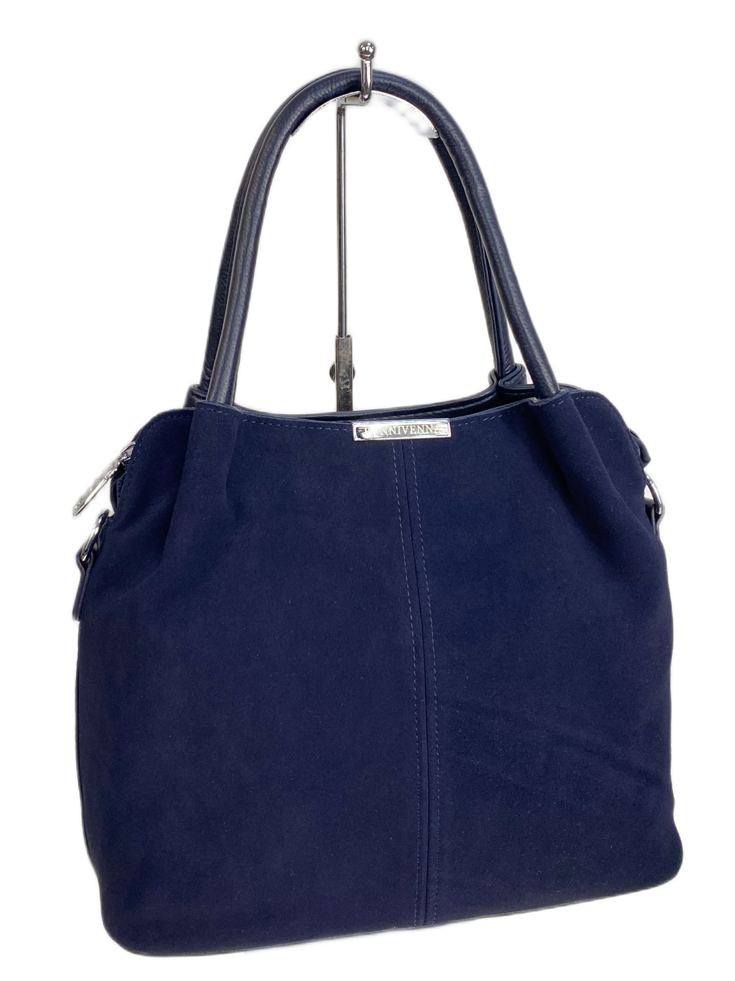 На фото 1 - Женская сумка из искусственной кожи и натуральной замши, цвет синий