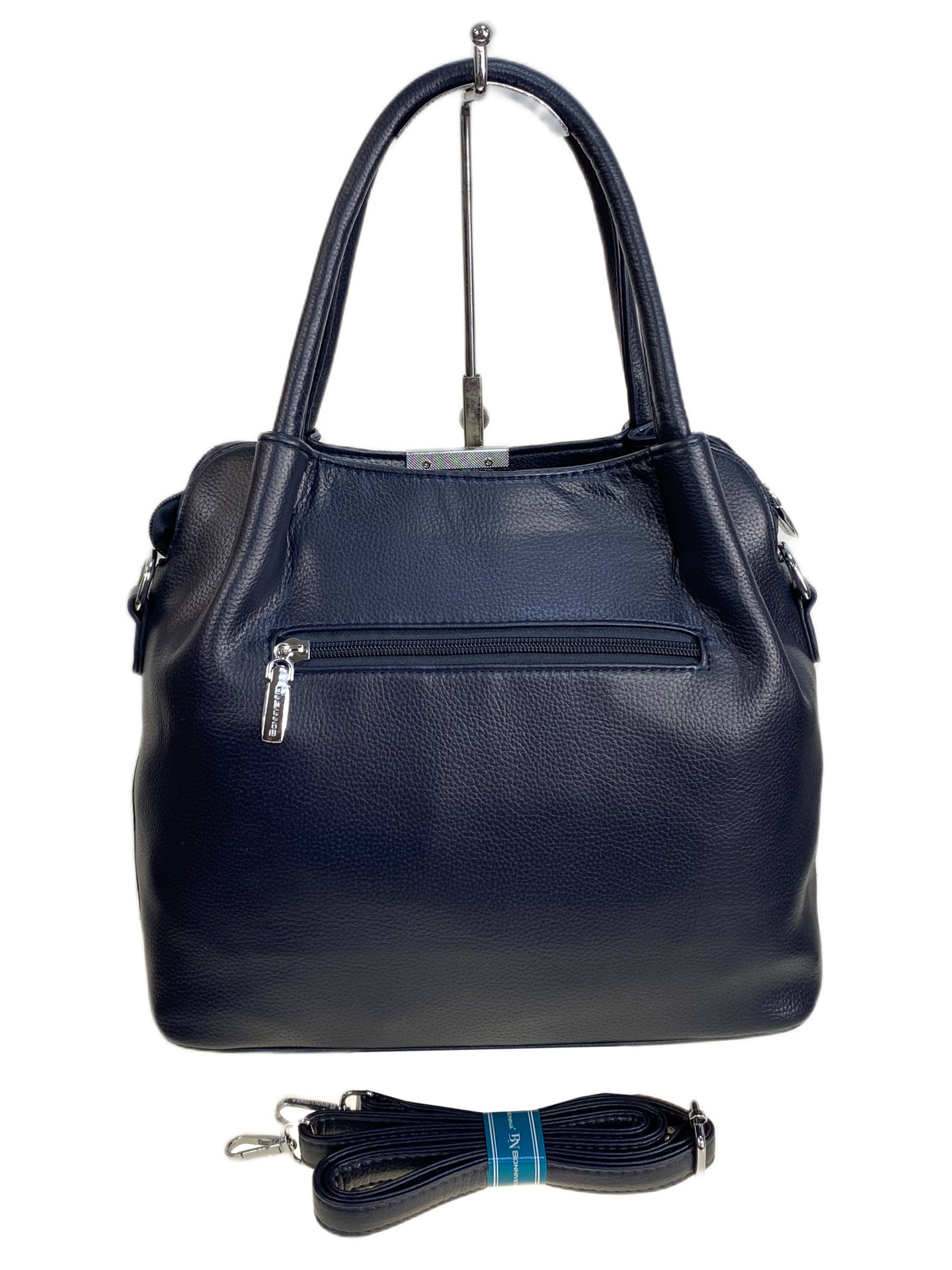 На фото 2 - Женская сумка из искусственной кожи и натуральной замши, цвет синий