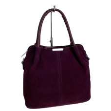 На фото 1 - Женская сумка из искусственной кожи и натуральной замши, цвет бордовый