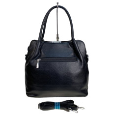 На фото 2 - Женская сумка из искусственной кожи и натуральной замши, цвет черный