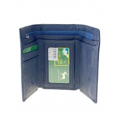 На фото 2 - Женский кожаный кошелёк с фермуаром, цвет тёмно-синий