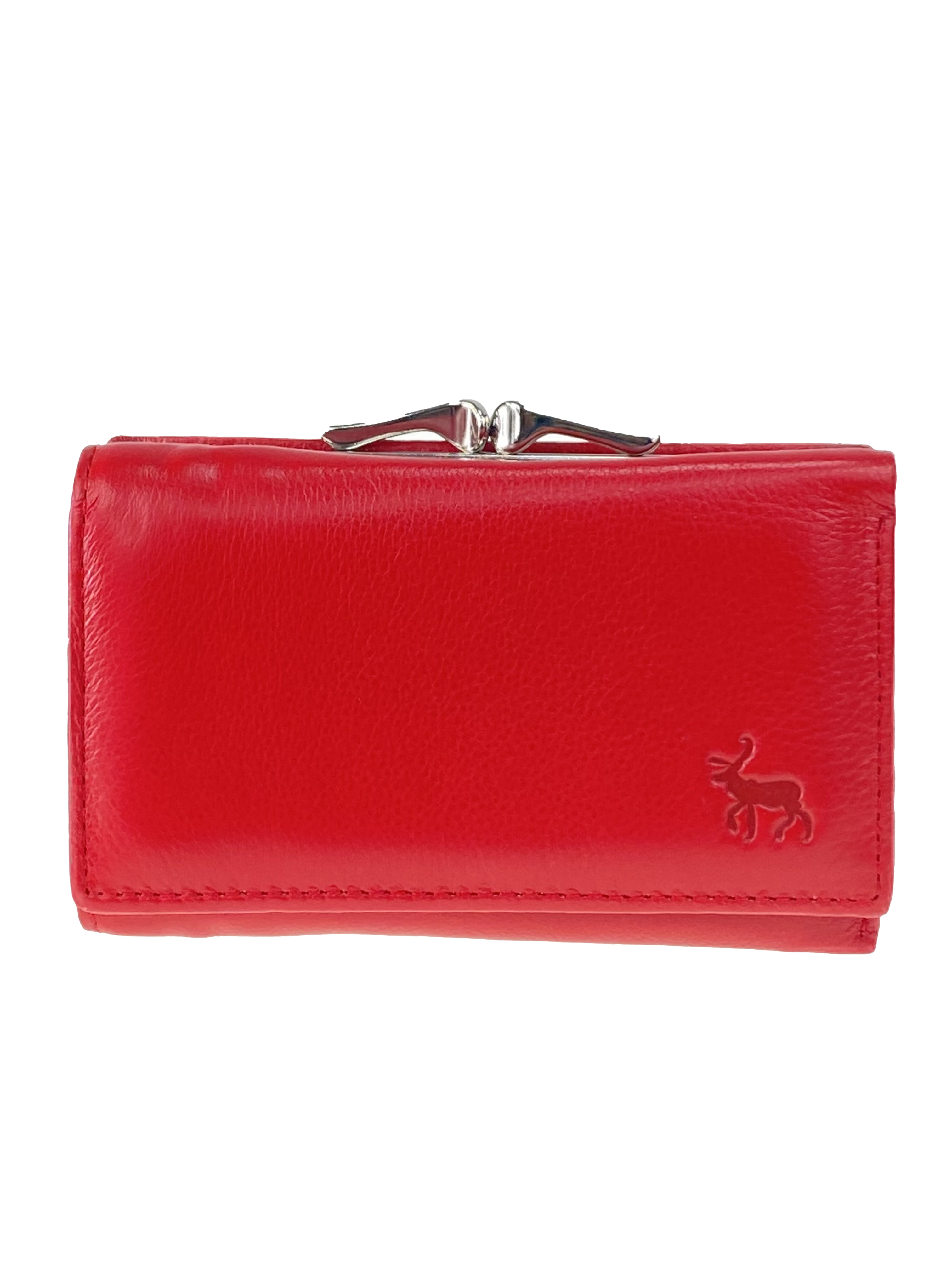 На фото 1 - Женский кожаный кошелёк с фермуаром, цвет красный