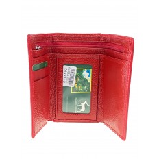На фото 2 - Женский кожаный кошелёк с фермуаром, цвет красный