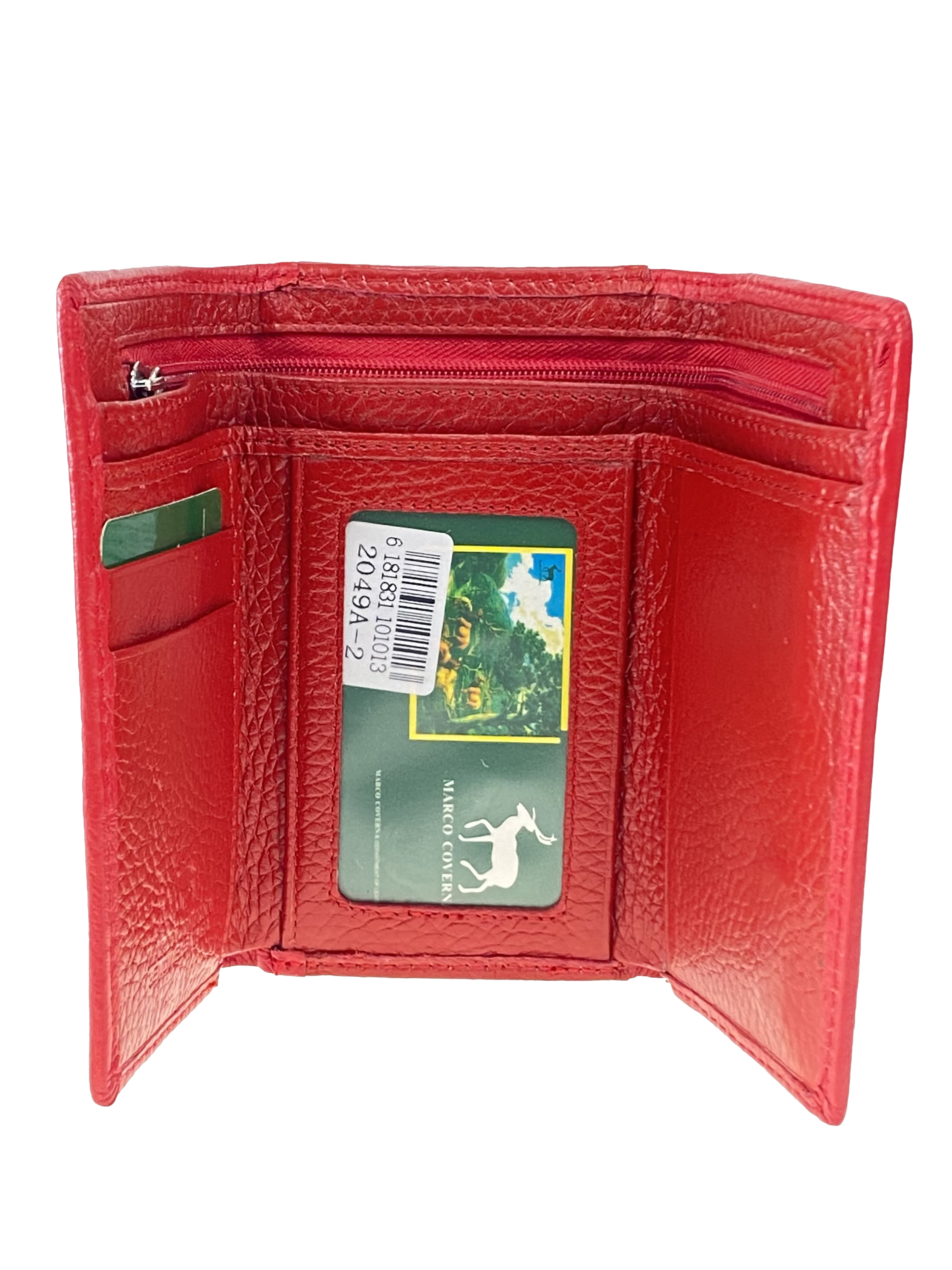 На фото 2 - Женский кожаный кошелёк с фермуаром, цвет красный