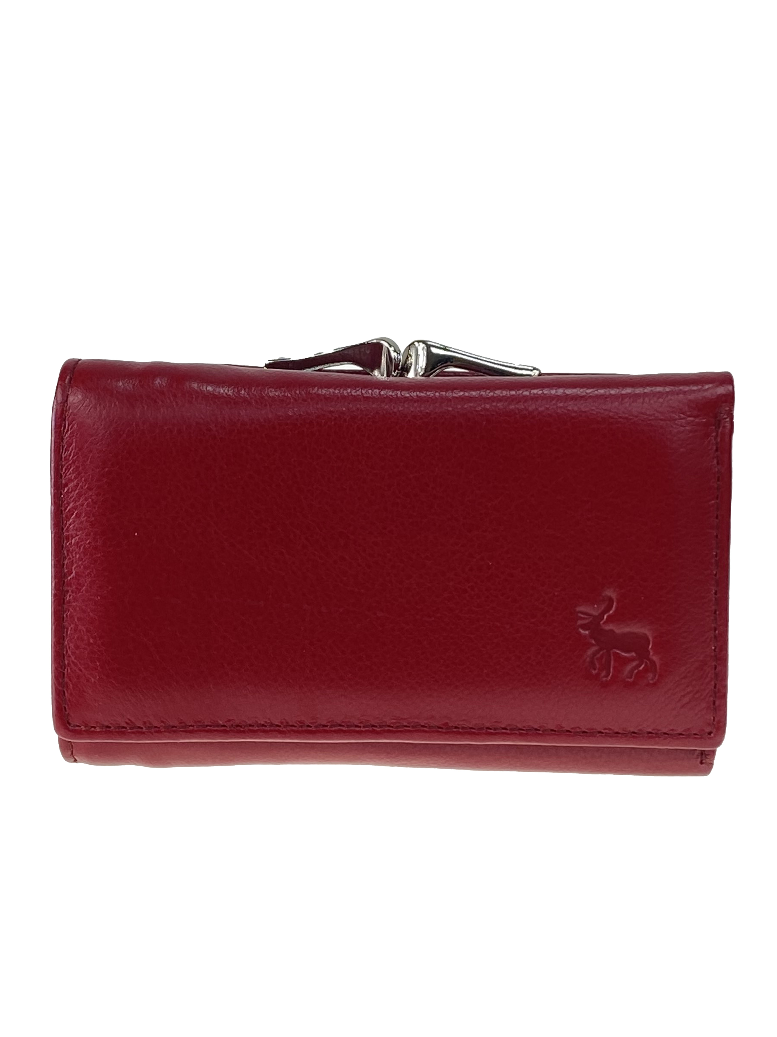 На фото 1 - Женский кожаный кошелёк с фермуаром, цвет бордовый