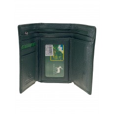 На фото 2 - Женский кожаный кошелёк с фермуаром, цвет зелёный