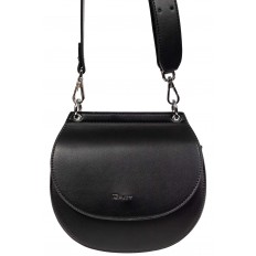 На фото 2 - Круглая женская сумка из искусственной кожи, цвет черный