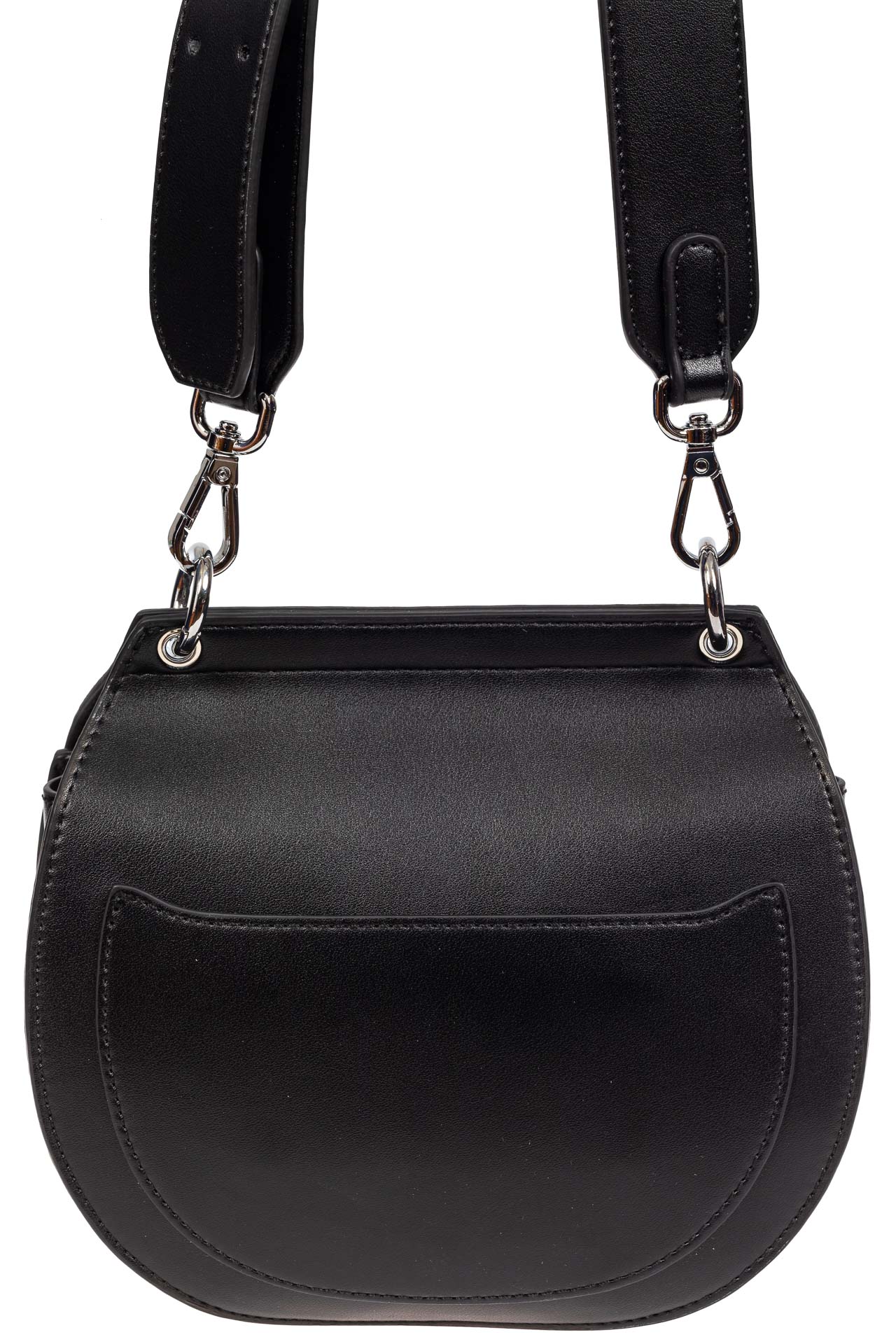 На фото 3 - Круглая женская сумка из искусственной кожи, цвет черный